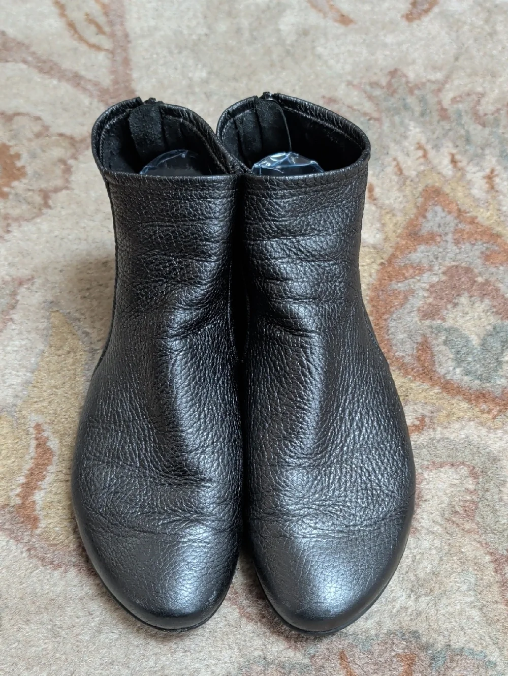arche Baryky Silver Black Leather Ankle Booties